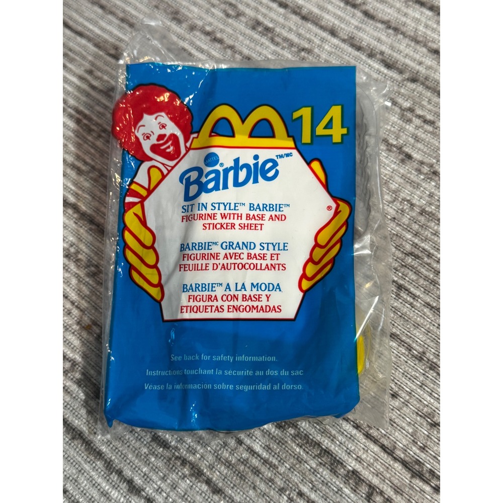 Vintage 1999 McDonalds Happy Meal Toy Barbie Sit In‎ Style Figurine #14 Sealed